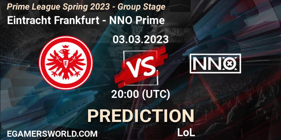 Prognose für das Spiel Eintracht Frankfurt VS NNO Prime. 03.03.2023 at 17:00. LoL - Prime League Spring 2023 - Group Stage