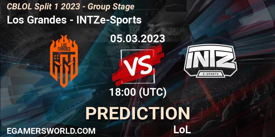 Prognose für das Spiel Los Grandes VS INTZ e-Sports. 05.03.2023 at 18:00. LoL - CBLOL Split 1 2023 - Group Stage