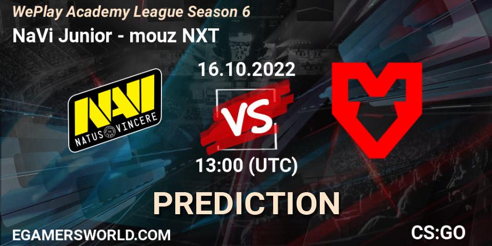 Prognose für das Spiel NaVi Junior VS mouz NXT. 16.10.2022 at 13:10. Counter-Strike (CS2) - WePlay Academy League Season 6