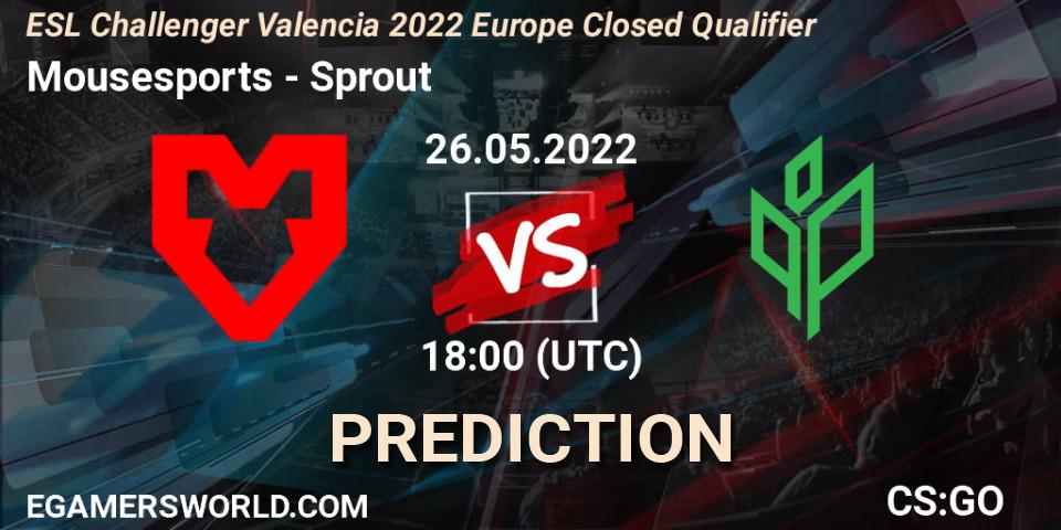 Prognose für das Spiel Mousesports VS Sprout. 26.05.22. CS2 (CS:GO) - ESL Challenger Valencia 2022 Europe Closed Qualifier