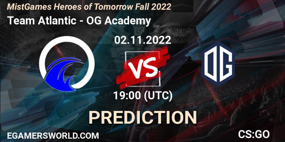 Prognose für das Spiel Team Atlantic VS OG Academy. 02.11.2022 at 19:00. Counter-Strike (CS2) - MistGames Heroes of Tomorrow Fall 2022