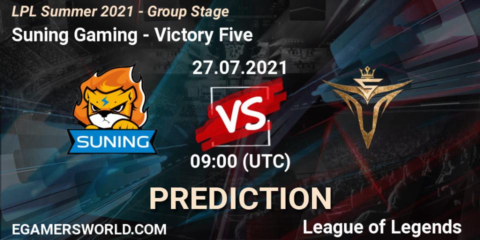 Prognose für das Spiel Suning Gaming VS Victory Five. 27.07.21. LoL - LPL Summer 2021 - Group Stage