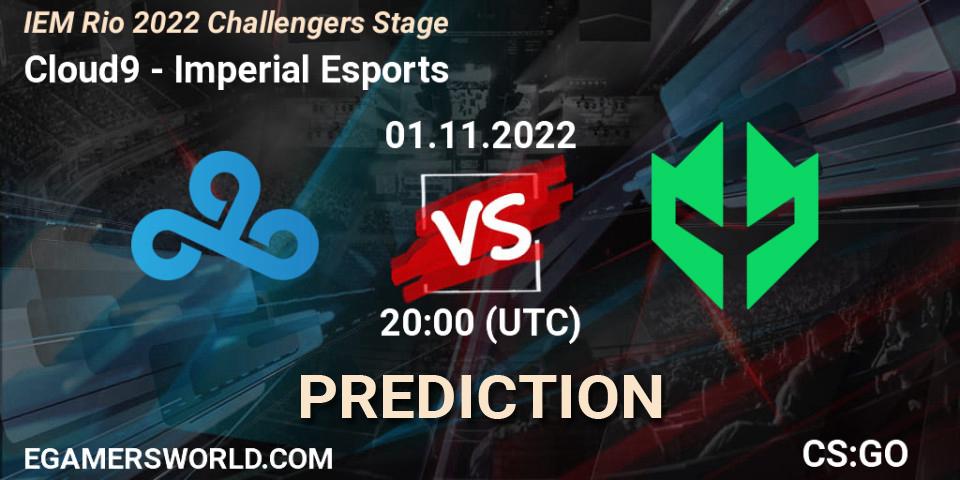 Prognose für das Spiel Cloud9 VS Imperial Esports. 01.11.2022 at 23:00. Counter-Strike (CS2) - IEM Rio 2022 Challengers Stage