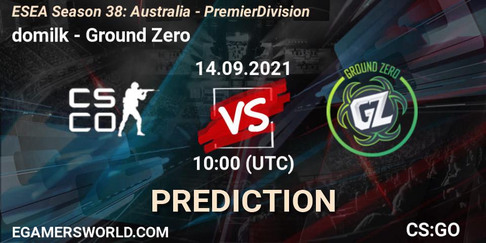 Prognose für das Spiel domilk VS Ground Zero. 14.09.2021 at 10:00. Counter-Strike (CS2) - ESEA Season 38: Australia - Premier Division
