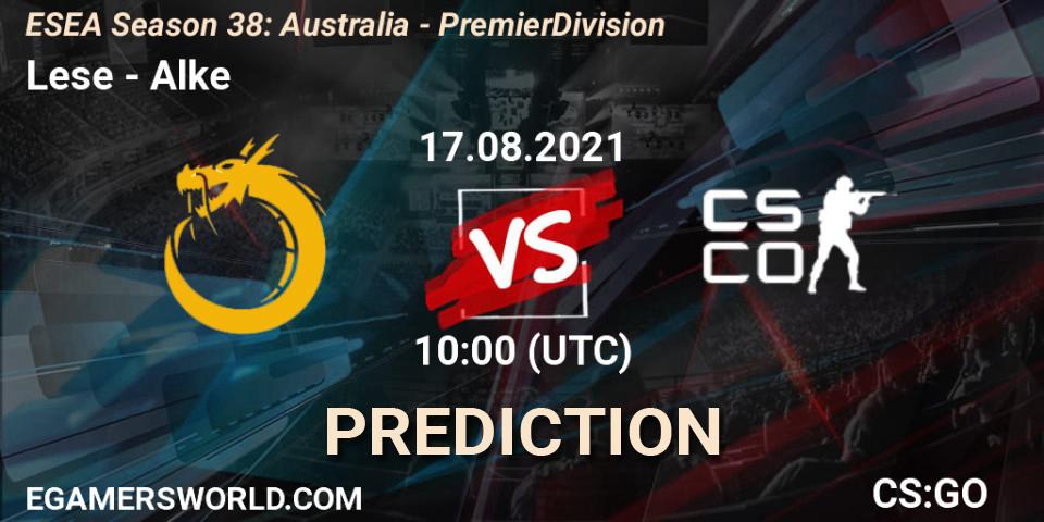 Prognose für das Spiel Lese VS Alke. 17.08.2021 at 10:00. Counter-Strike (CS2) - ESEA Season 38: Australia - Premier Division