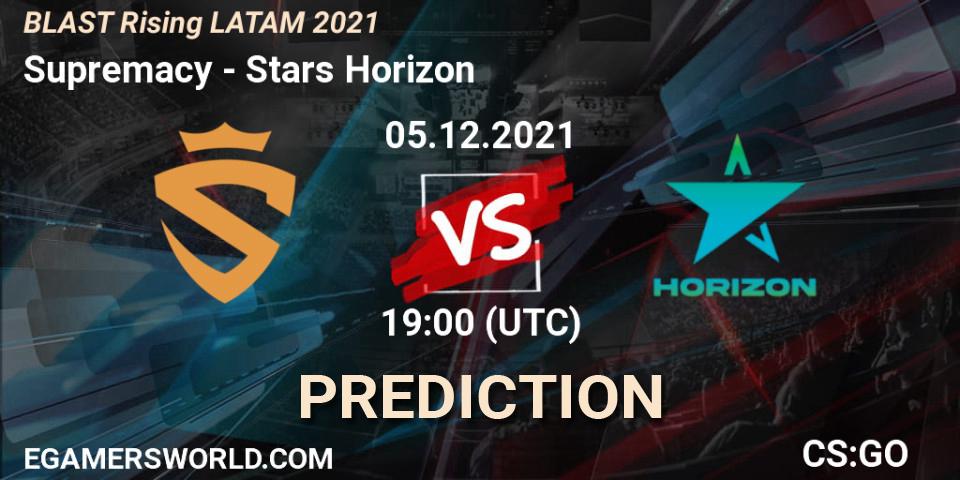 Prognose für das Spiel Supremacy VS Stars Horizon. 05.12.21. CS2 (CS:GO) - BLAST Rising LATAM 2021