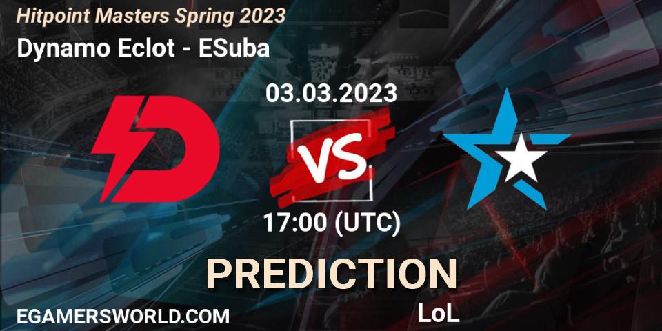 Prognose für das Spiel Dynamo Eclot VS ESuba. 03.02.23. LoL - Hitpoint Masters Spring 2023