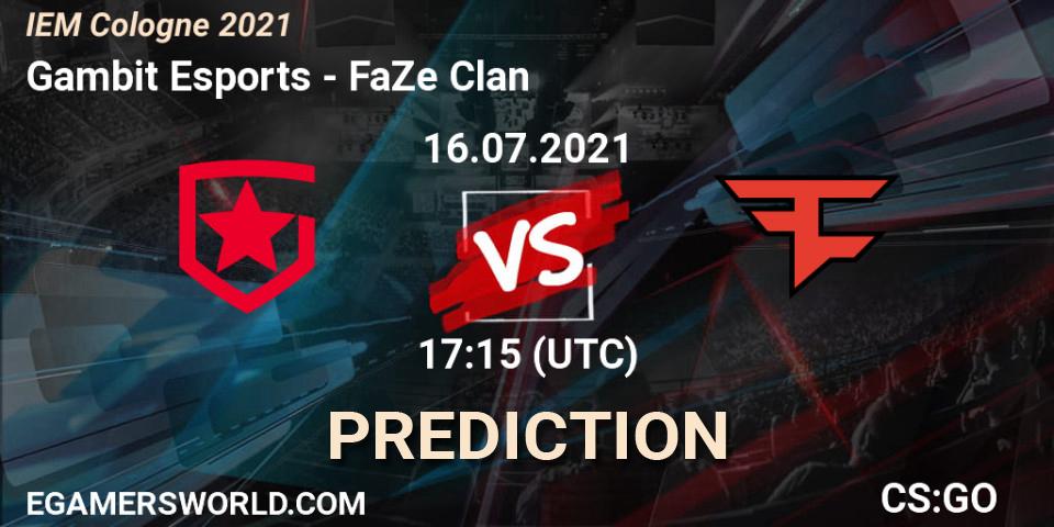 Prognose für das Spiel Gambit Esports VS FaZe Clan. 16.07.21. CS2 (CS:GO) - IEM Cologne 2021