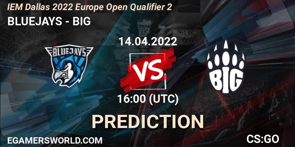 Prognose für das Spiel BLUEJAYS VS BIG. 14.04.22. CS2 (CS:GO) - IEM Dallas 2022 Europe Open Qualifier 2