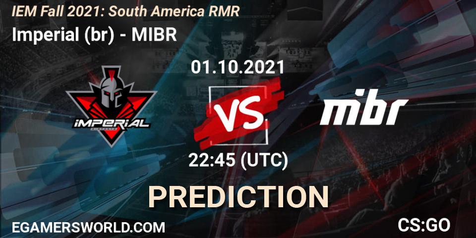 Prognose für das Spiel Imperial (br) VS MIBR. 01.10.2021 at 22:45. Counter-Strike (CS2) - IEM Fall 2021: South America RMR