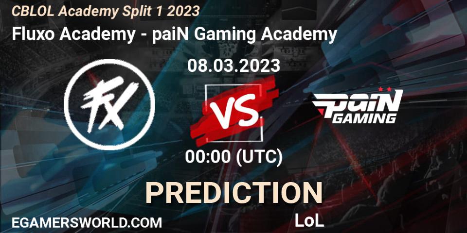 Prognose für das Spiel Fluxo Academy VS paiN Gaming Academy. 08.03.2023 at 00:00. LoL - CBLOL Academy Split 1 2023