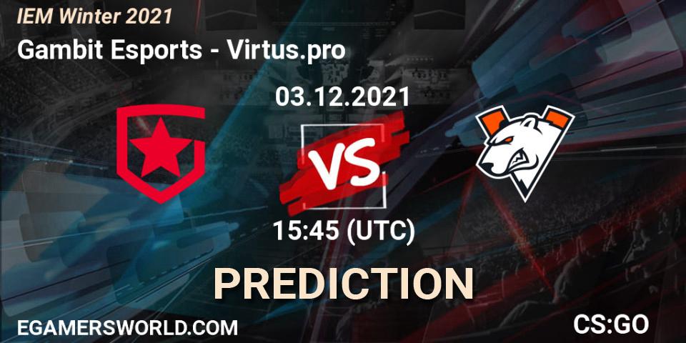 Prognose für das Spiel Gambit Esports VS Virtus.pro. 03.12.21. CS2 (CS:GO) - IEM Winter 2021