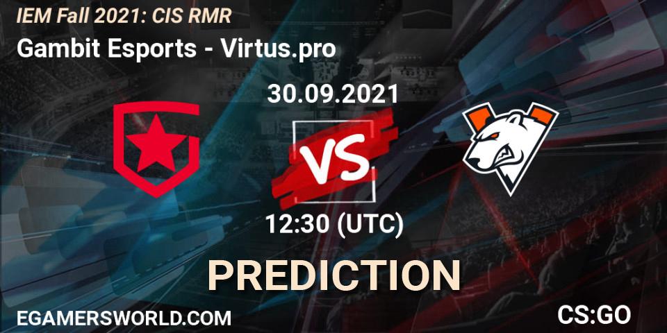 Prognose für das Spiel Gambit Esports VS Virtus.pro. 30.09.21. CS2 (CS:GO) - IEM Fall 2021: CIS RMR