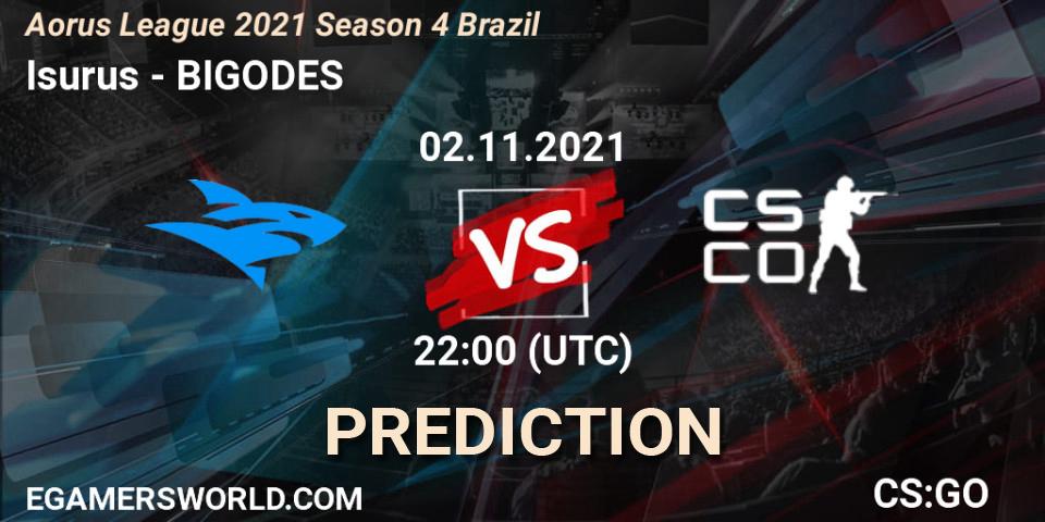 Prognose für das Spiel Isurus VS BIGODES. 03.11.2021 at 18:00. Counter-Strike (CS2) - Aorus League 2021 Season 4 Brazil