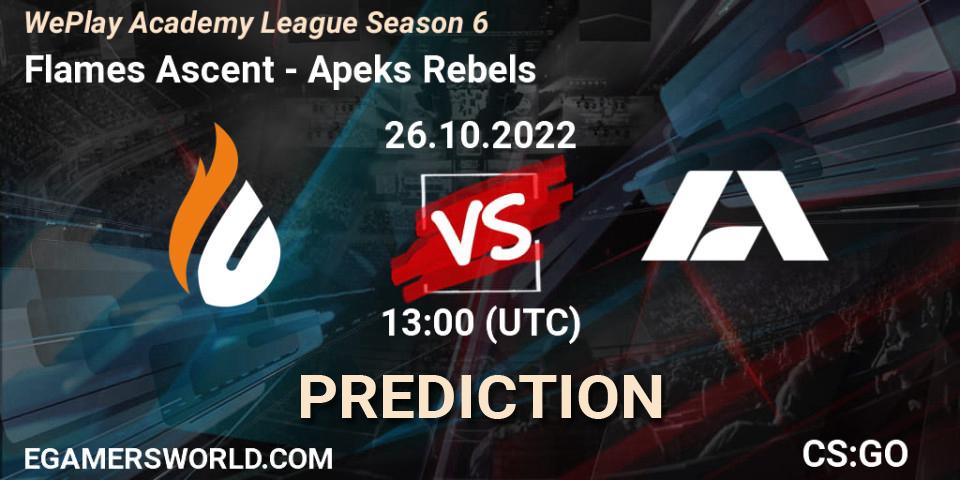 Prognose für das Spiel Flames Ascent VS Apeks Rebels. 26.10.22. CS2 (CS:GO) - WePlay Academy League Season 6