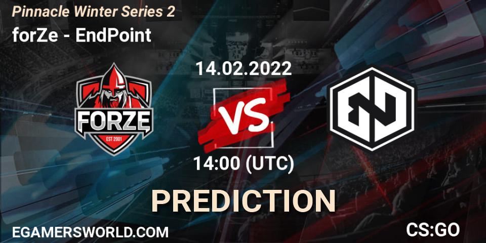 Prognose für das Spiel forZe VS EndPoint. 14.02.22. CS2 (CS:GO) - Pinnacle Winter Series 2