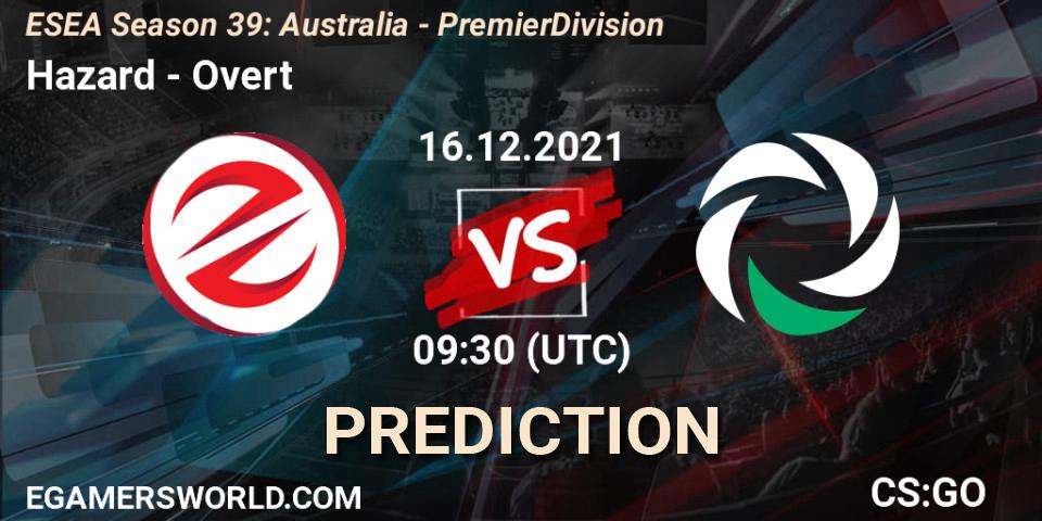 Prognose für das Spiel Hazard VS Overt. 16.12.21. CS2 (CS:GO) - ESEA Season 39: Australia - Premier Division