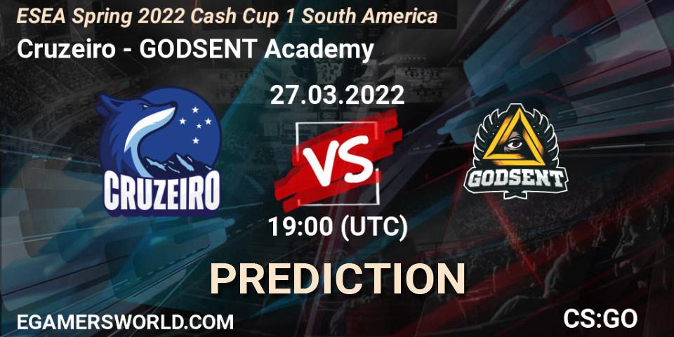 Prognose für das Spiel Cruzeiro VS GODSENT Academy. 27.03.2022 at 19:00. Counter-Strike (CS2) - ESEA Spring 2022 Cash Cup 1 South America