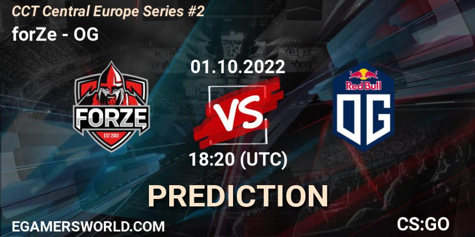 Prognose für das Spiel forZe VS OG. 01.10.2022 at 18:20. Counter-Strike (CS2) - CCT Central Europe Series #2