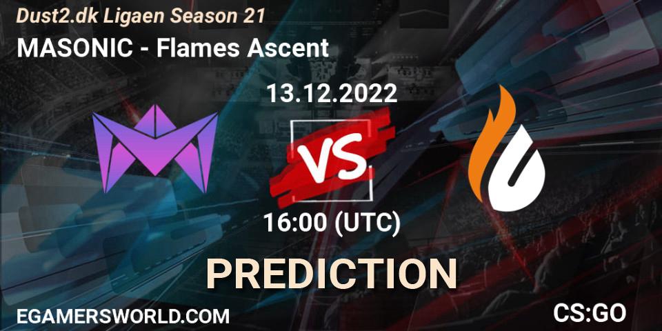 Prognose für das Spiel MASONIC VS Flames Ascent. 13.12.22. CS2 (CS:GO) - Dust2.dk Ligaen Season 21