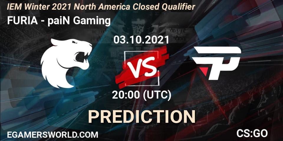 Prognose für das Spiel FURIA VS paiN Gaming. 03.10.2021 at 20:00. Counter-Strike (CS2) - IEM Winter 2021 North America Closed Qualifier