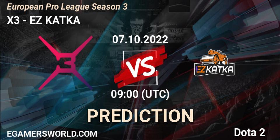 Prognose für das Spiel X3 VS Monaspa. 07.10.22. Dota 2 - European Pro League Season 3 