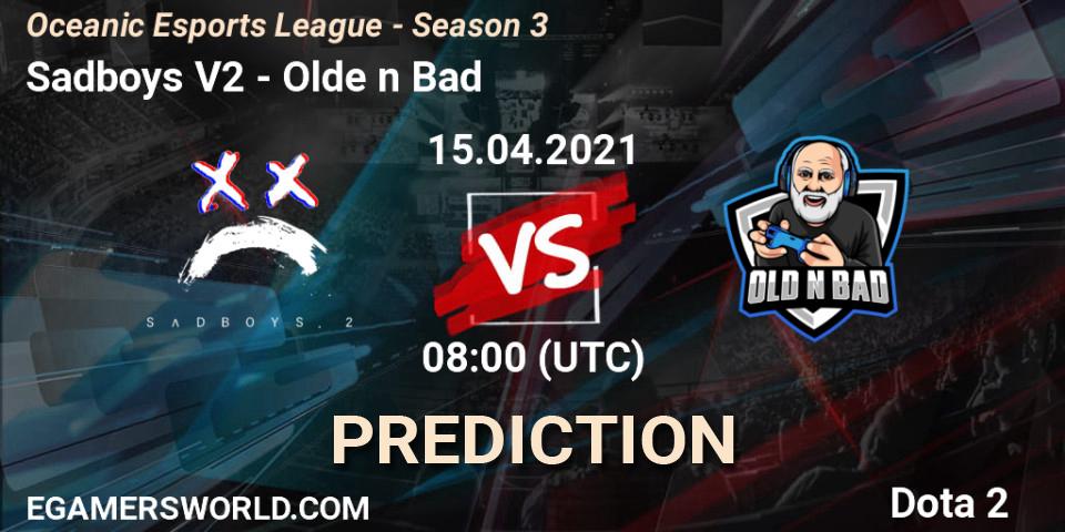 Prognose für das Spiel Sadboys V2 VS Olde n Bad. 15.04.2021 at 08:00. Dota 2 - Oceanic Esports League - Season 3