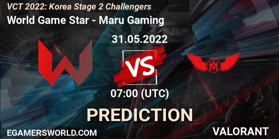 Prognose für das Spiel World Game Star VS Maru Gaming. 31.05.2022 at 07:00. VALORANT - VCT 2022: Korea Stage 2 Challengers