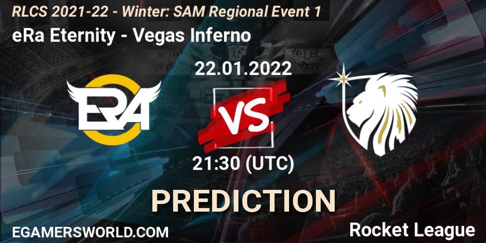Prognose für das Spiel eRa Eternity VS Vegas Inferno. 22.01.2022 at 20:30. Rocket League - RLCS 2021-22 - Winter: SAM Regional Event 1