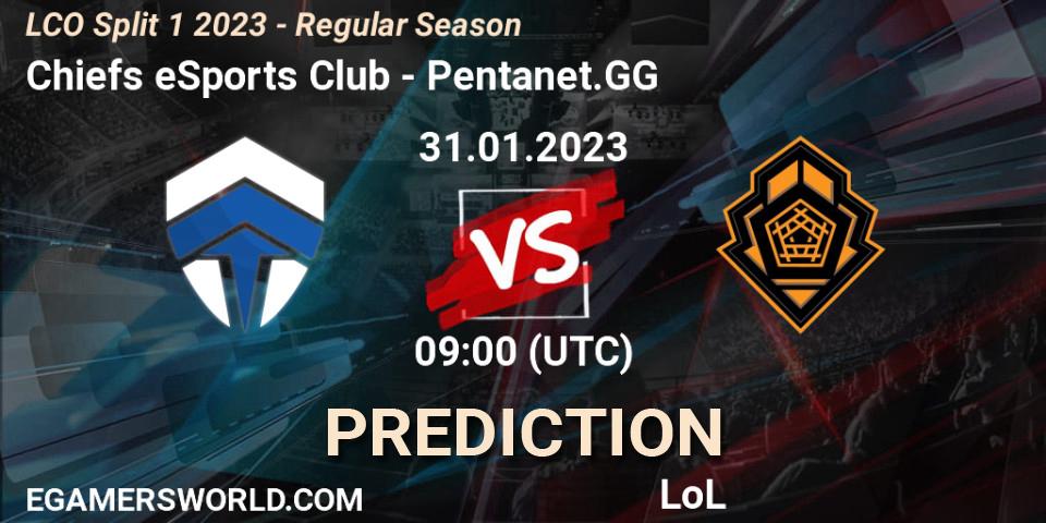 Prognose für das Spiel Chiefs eSports Club VS Pentanet.GG. 31.01.23. LoL - LCO Split 1 2023 - Regular Season