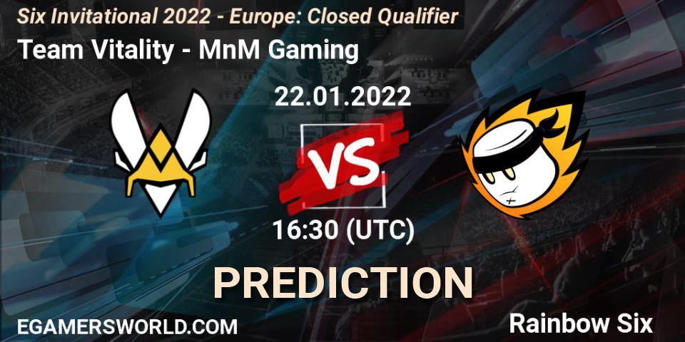 Prognose für das Spiel Team Vitality VS MnM Gaming. 22.01.22. Rainbow Six - Six Invitational 2022 - Europe: Closed Qualifier