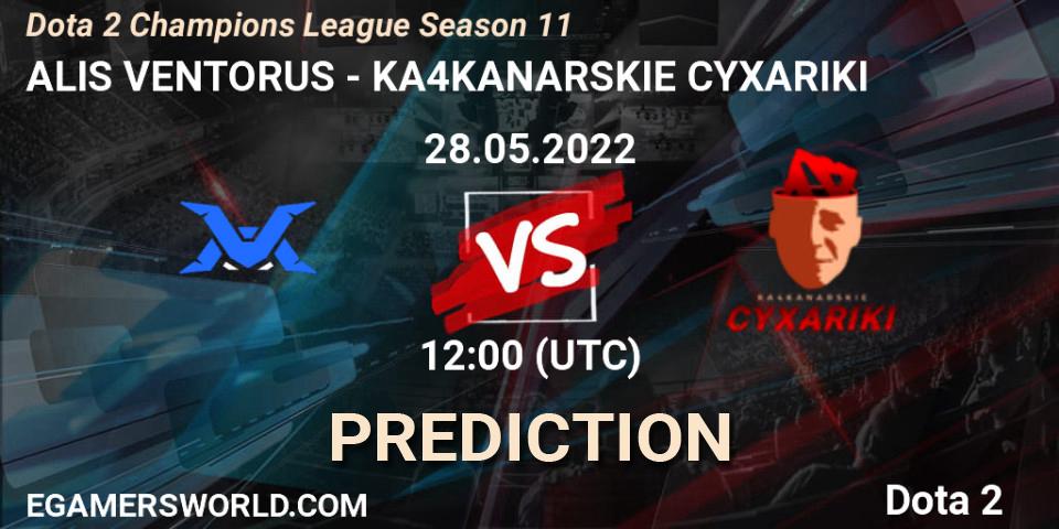 Prognose für das Spiel ALIS VENTORUS VS KA4KANARSKIE CYXARIKI. 28.05.22. Dota 2 - Dota 2 Champions League Season 11