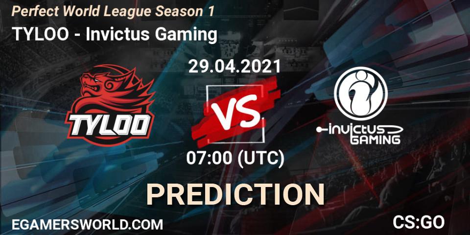 Prognose für das Spiel TYLOO VS Invictus Gaming. 29.04.21. CS2 (CS:GO) - Perfect World League Season 1