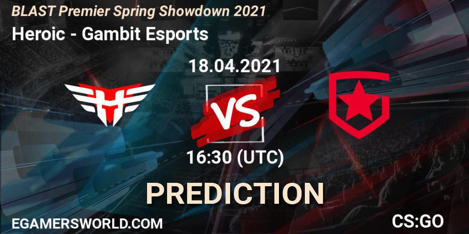Prognose für das Spiel Heroic VS Gambit Esports. 18.04.21. CS2 (CS:GO) - BLAST Premier Spring Showdown 2021