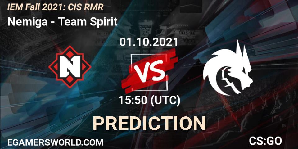 Prognose für das Spiel Nemiga VS Team Spirit. 01.10.21. CS2 (CS:GO) - IEM Fall 2021: CIS RMR