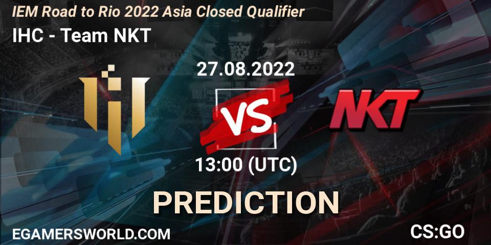 Prognose für das Spiel IHC VS Team NKT. 27.08.2022 at 13:00. Counter-Strike (CS2) - IEM Road to Rio 2022 Asia Closed Qualifier