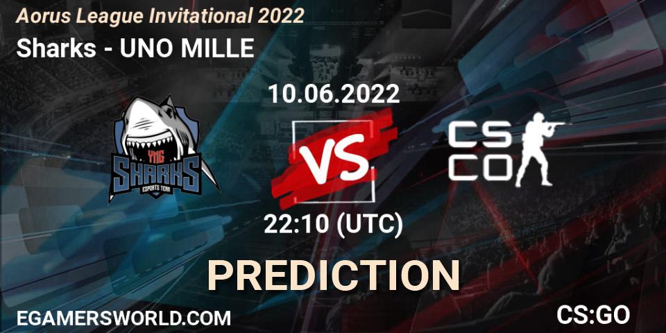 Prognose für das Spiel Sharks VS UNO MILLE. 10.06.2022 at 22:10. Counter-Strike (CS2) - Aorus League Invitational 2022