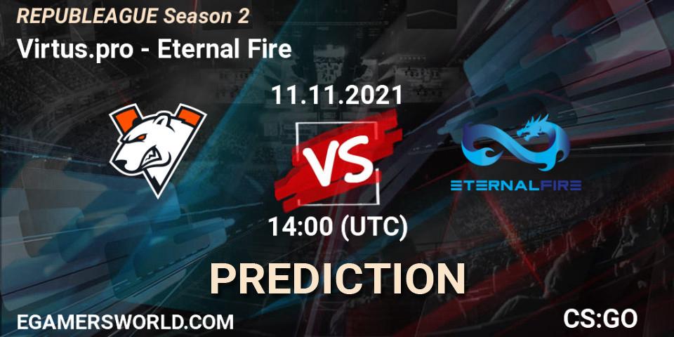 Prognose für das Spiel Virtus.pro VS Eternal Fire. 11.11.21. CS2 (CS:GO) - REPUBLEAGUE Season 2