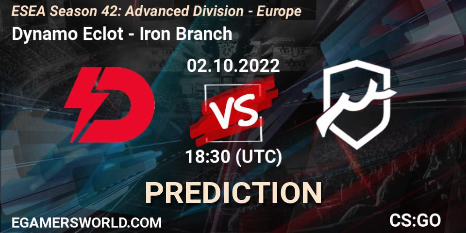 Prognose für das Spiel Dynamo Eclot VS Iron Branch. 02.10.2022 at 16:10. Counter-Strike (CS2) - ESEA Season 42: Advanced Division - Europe