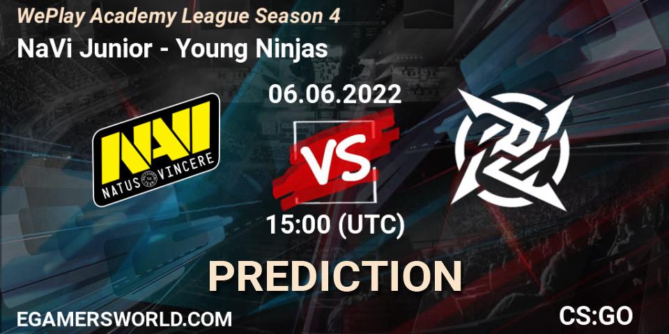 Prognose für das Spiel NaVi Junior VS Young Ninjas. 06.06.2022 at 18:20. Counter-Strike (CS2) - WePlay Academy League Season 4