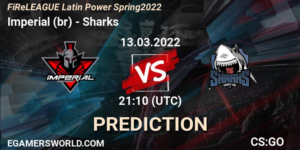 Prognose für das Spiel Imperial (br) VS Sharks. 13.03.2022 at 21:10. Counter-Strike (CS2) - FiReLEAGUE Latin Power Spring 2022