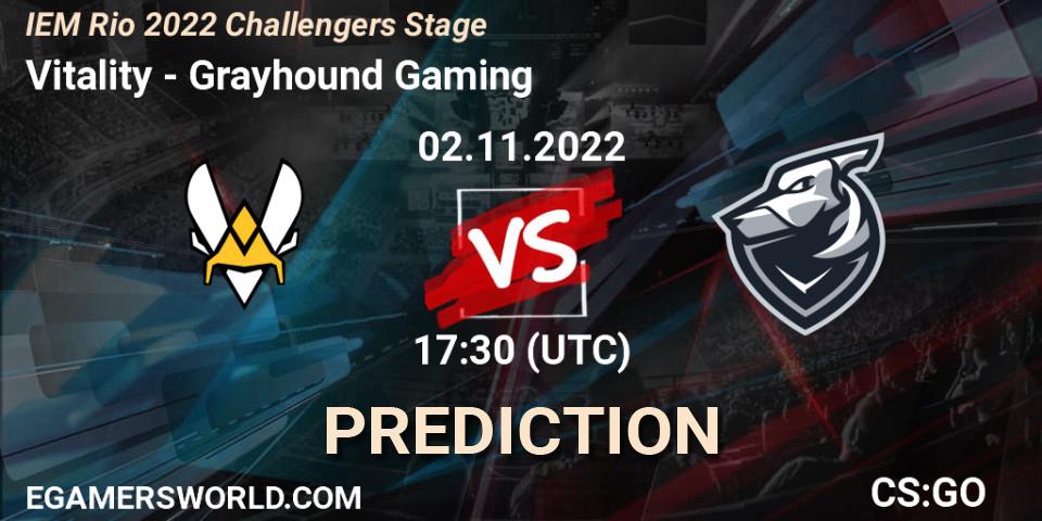 Prognose für das Spiel Vitality VS Grayhound Gaming. 02.11.22. CS2 (CS:GO) - IEM Rio 2022 Challengers Stage