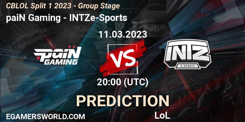 Prognose für das Spiel paiN Gaming VS INTZ e-Sports. 11.03.2023 at 20:10. LoL - CBLOL Split 1 2023 - Group Stage