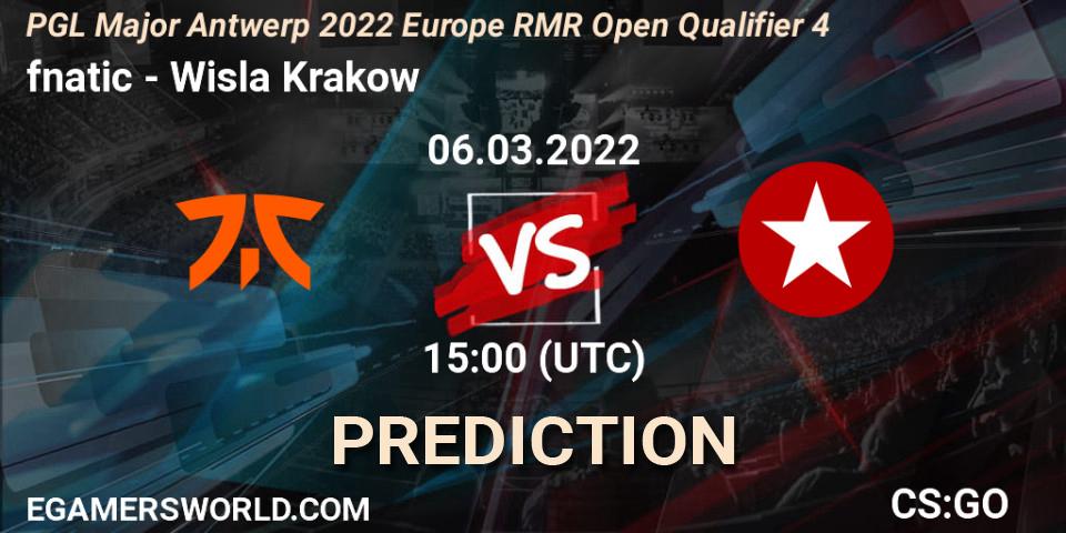 Prognose für das Spiel fnatic VS Wisla Krakow. 06.03.2022 at 15:05. Counter-Strike (CS2) - PGL Major Antwerp 2022 Europe RMR Open Qualifier 4