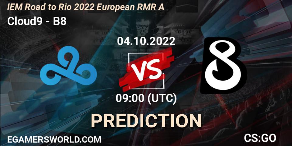 Prognose für das Spiel Cloud9 VS B8. 04.10.2022 at 10:55. Counter-Strike (CS2) - IEM Road to Rio 2022 European RMR A