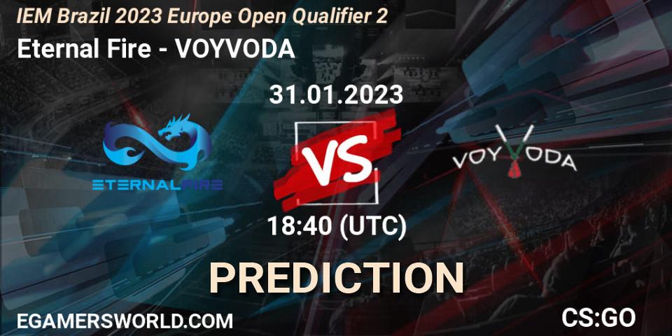 Prognose für das Spiel Eternal Fire VS VOYVODA. 31.01.2023 at 19:00. Counter-Strike (CS2) - IEM Brazil Rio 2023 Europe Open Qualifier 2