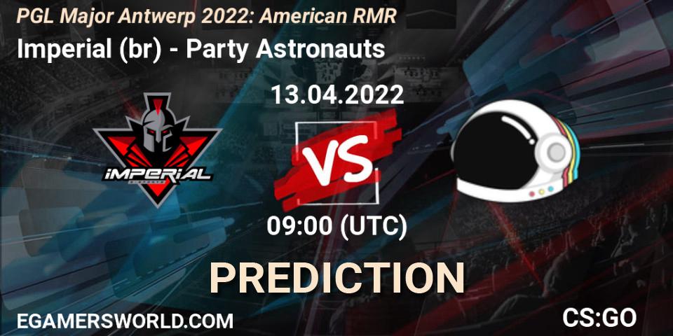 Prognose für das Spiel Imperial (br) VS Party Astronauts. 13.04.2022 at 09:05. Counter-Strike (CS2) - PGL Major Antwerp 2022: American RMR