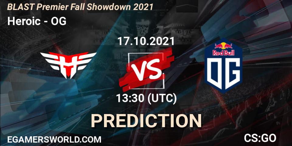 Prognose für das Spiel Heroic VS OG. 17.10.2021 at 13:30. Counter-Strike (CS2) - BLAST Premier Fall Showdown 2021