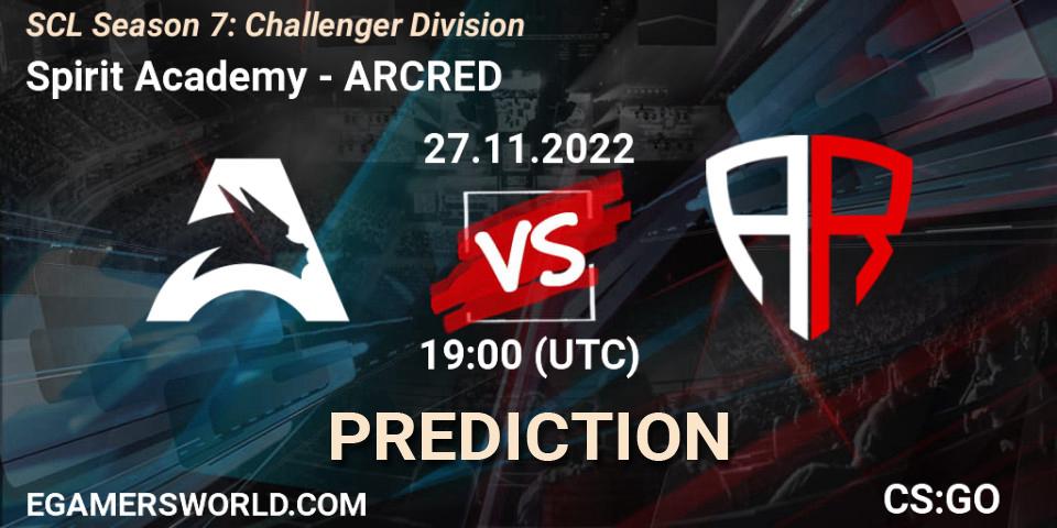 Prognose für das Spiel Spirit Academy VS ARCRED. 28.11.22. CS2 (CS:GO) - SCL Season 7: Challenger Division