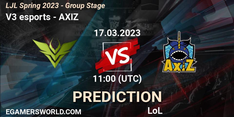 Prognose für das Spiel V3 esports VS AXIZ. 17.03.23. LoL - LJL Spring 2023 - Group Stage